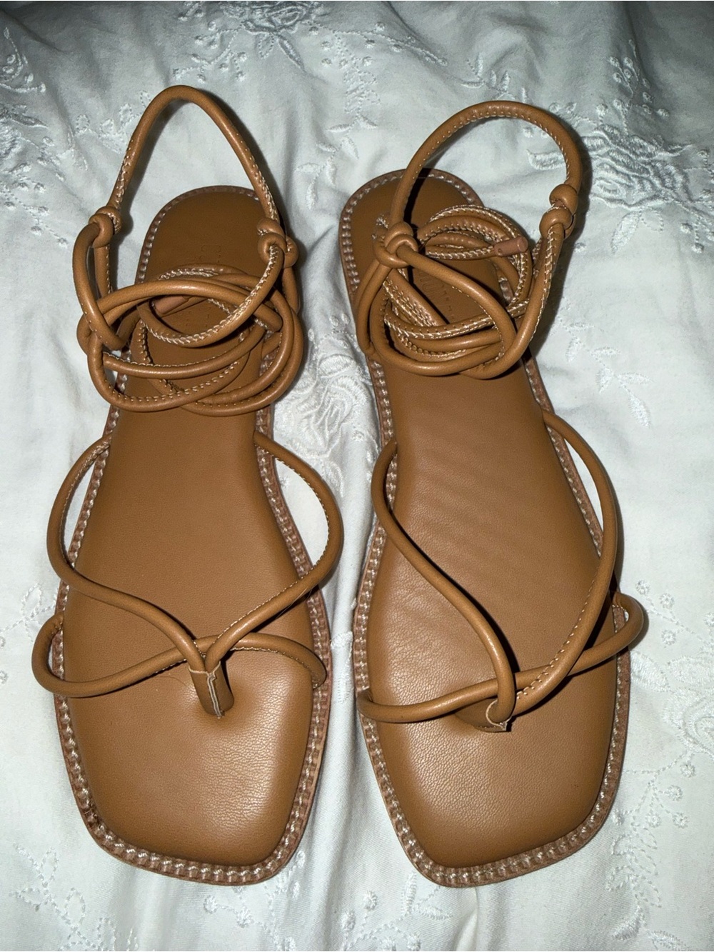 Strappy lace up sandals